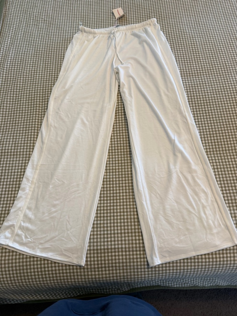White Wide-Leg Lounge Pants with Drawstring Waist